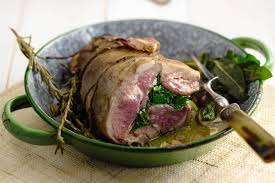 lamszadel-rollade met spinazie